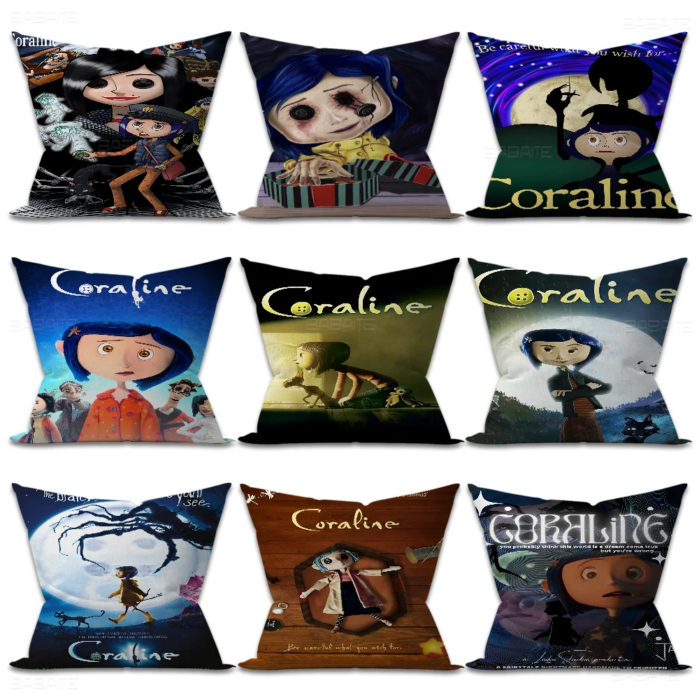 Classic Anime Movie Coraline Personalized Picture Text Home Decorative Pillows Household Gifts 45x45cm