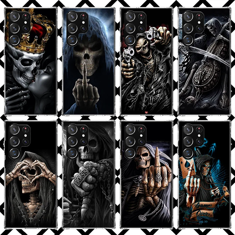 Grim Reaper Skull Skeleton Phone Case for Samsung Galaxy S26 S25 Edge S24 S23 Ultra S22 Plus S21 FE S20 + Soft Cover Print Funda