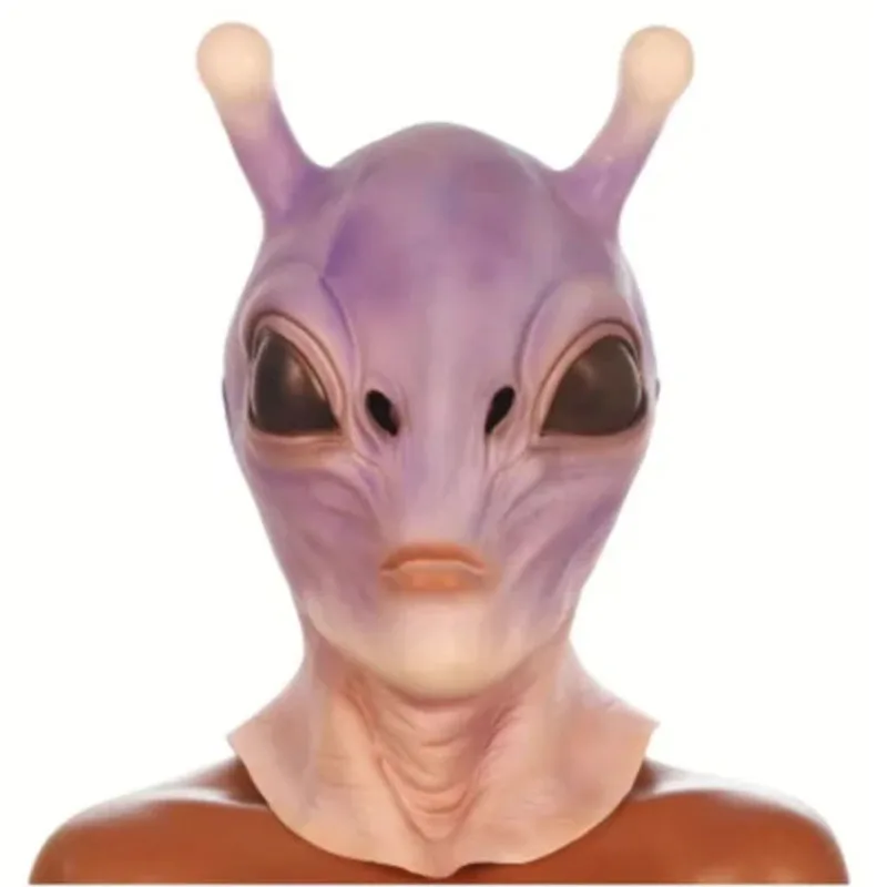 Alien UFO Horror Latex mask Cos play horned alien Halloween Adult Party masquerade ball dress up costume headgear