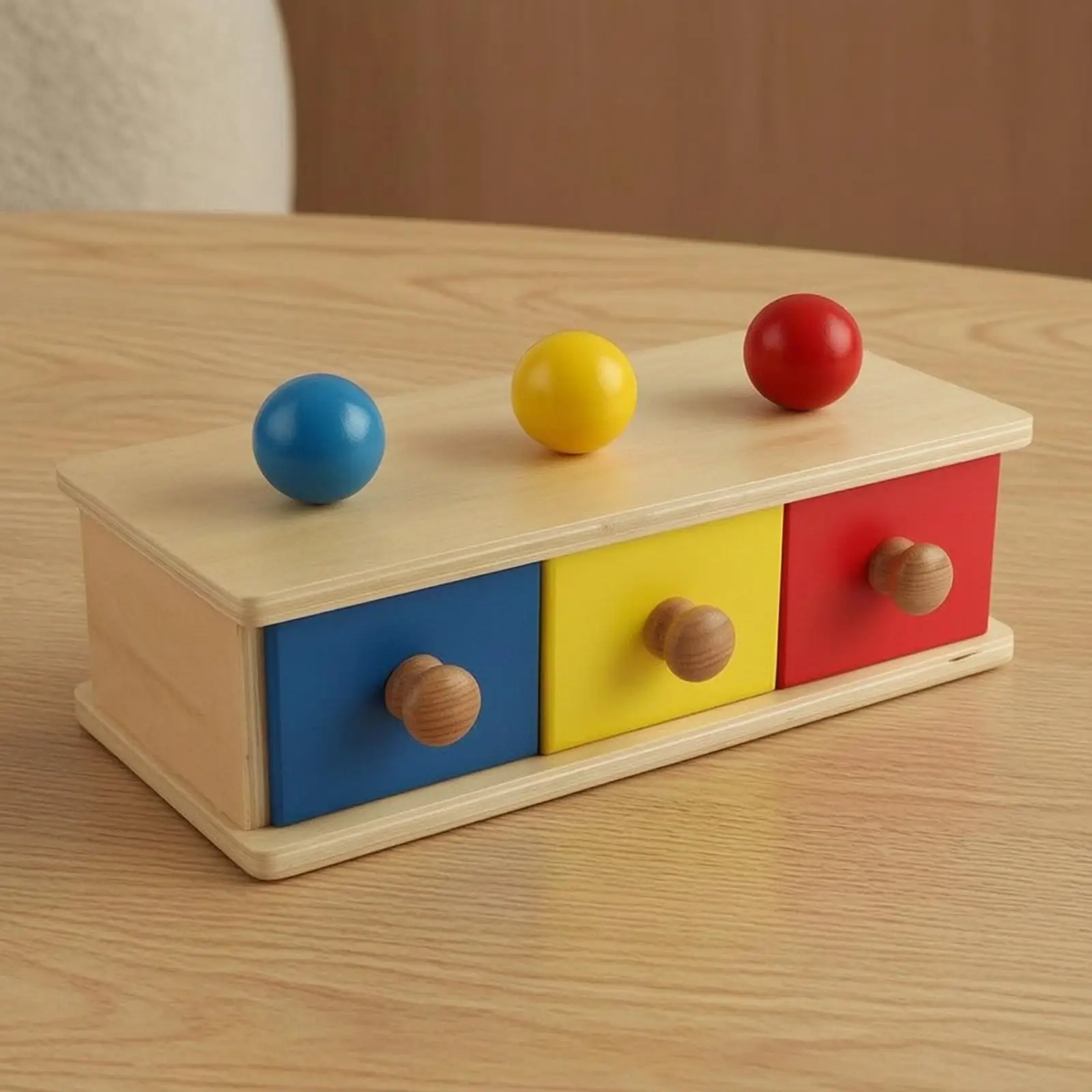 Educational Drawer Box Early Learning Object Permanence Box Color Recognition