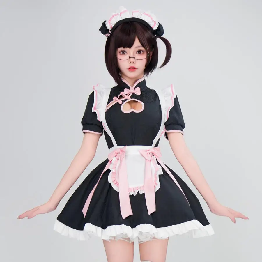 

Japanese Black Pink Lolita Maid Costumes Cosplay Costume Animation Show Japanese Outfit Dress Clothes