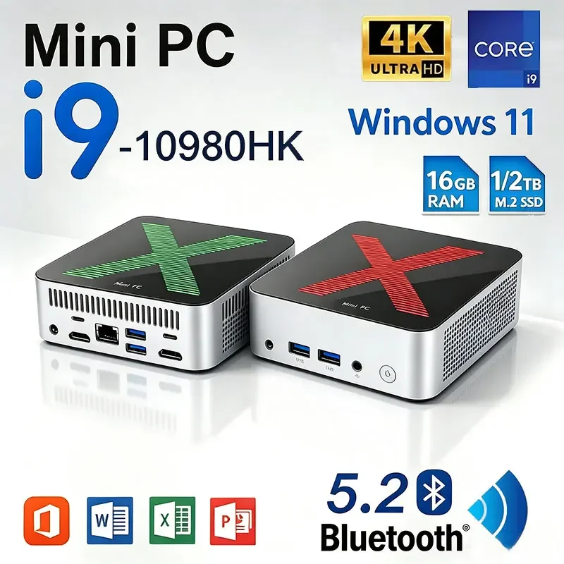 2026 NEW Intel I9-10980HK Portable Mini PC Computer Windows 11 16GB RAM 1/2TB SSD Gaming Computer WiFi 6 4K Office Desktop