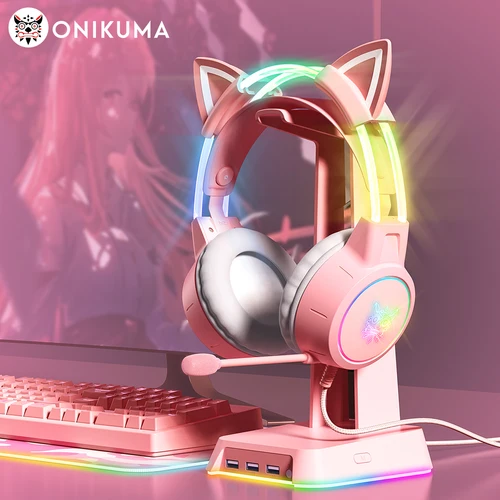 ONIKUMA X15 Pro auriculares con cable con haz de cabeza RGB micrófono Flexible Control de botón auriculares para juegos Gamer para ordenador PC