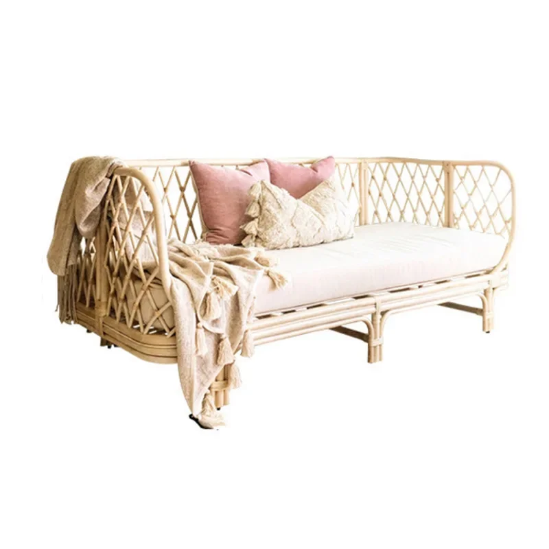 

Nordic rattan full rattan chair sofa creative leisure rattan sofa balcony bedroom living room simple homestay three-person sofa