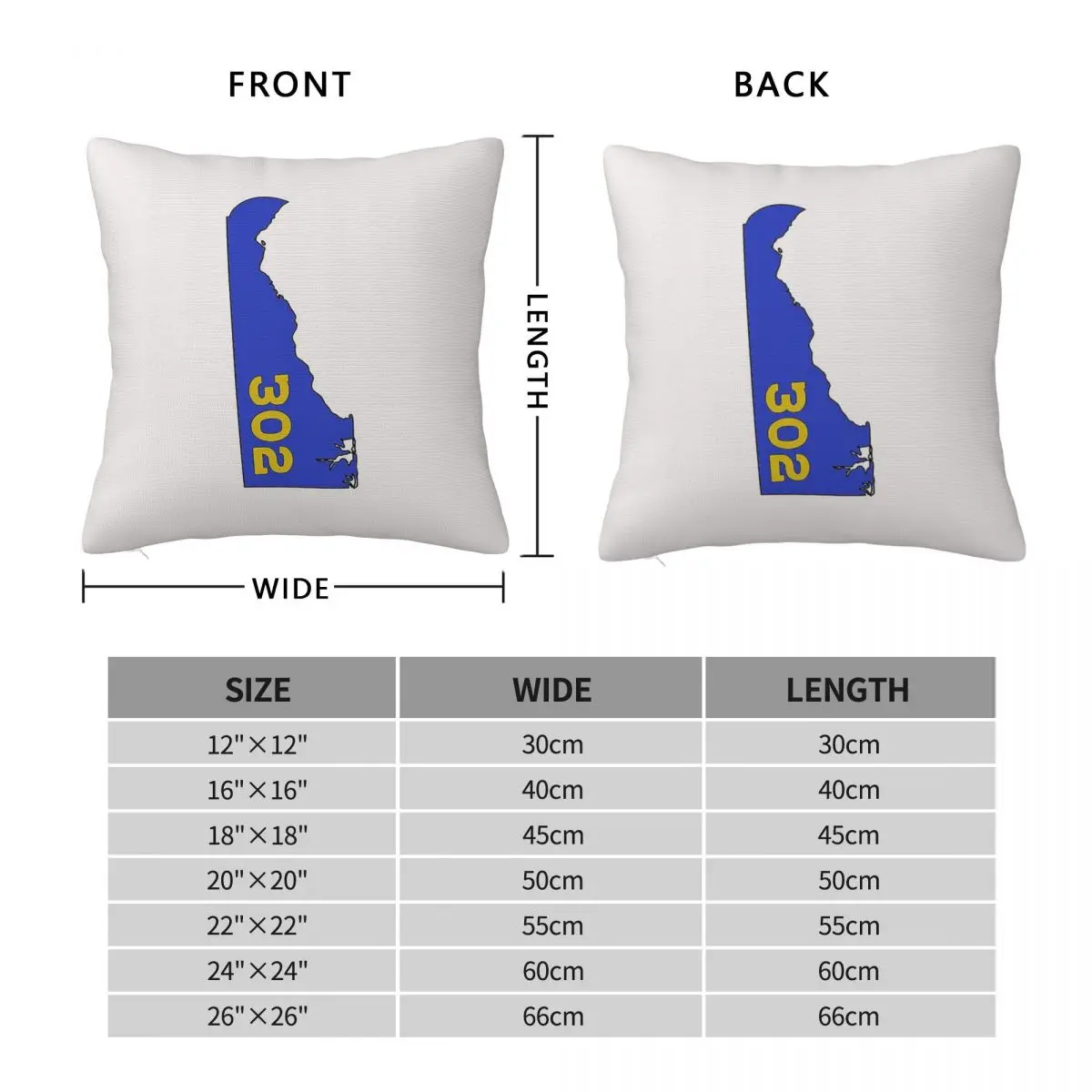 302 Delaware First State Square Pillowcase Polyester Linen Velvet Printed Zip Decorative Car Cushion Cover