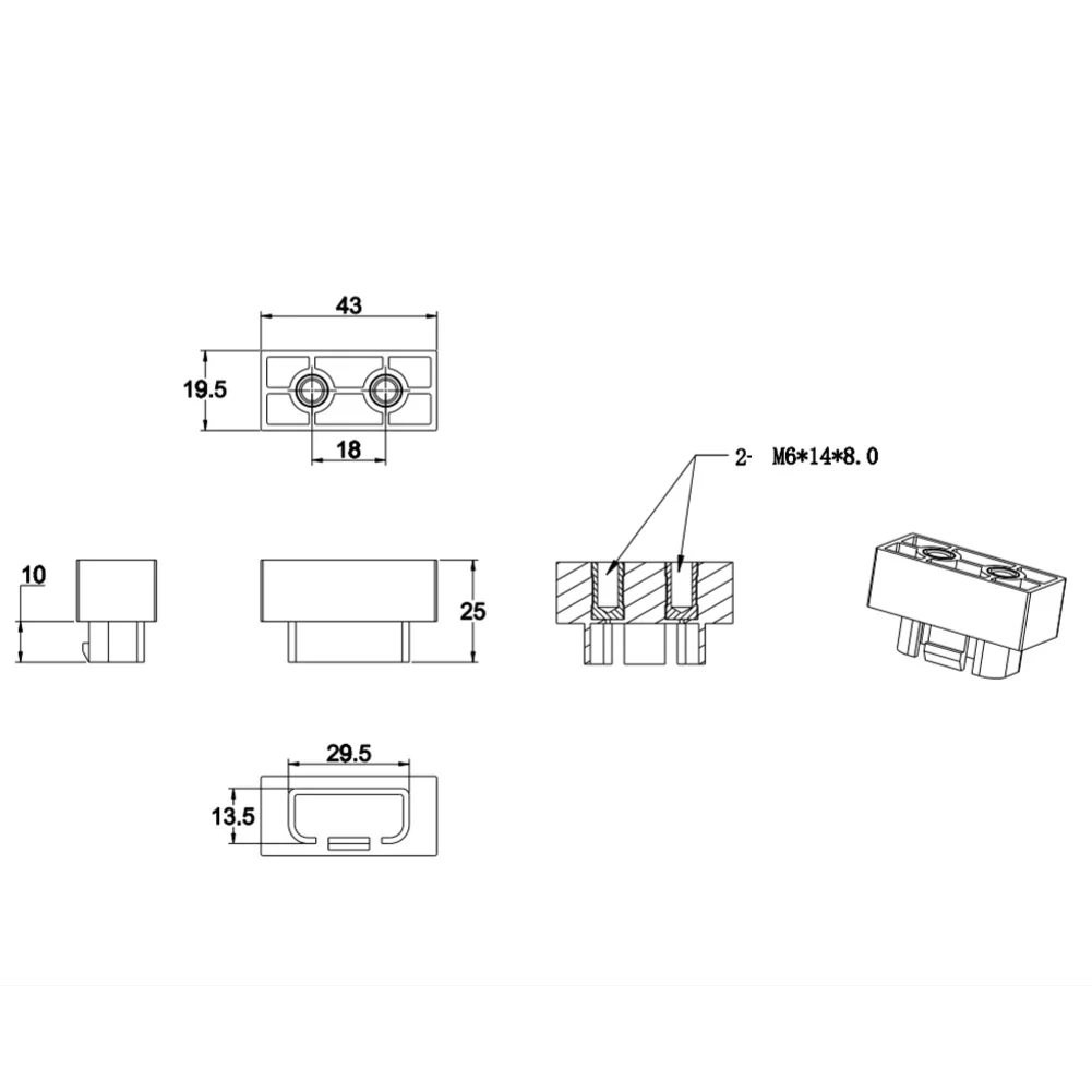 2pcs Terminal Connectors for For electromechanical Power Distribution PC+ABS 18mm Hole Spacing IP67 Waterproof