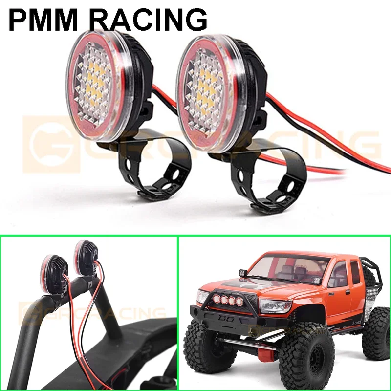 1 Pair LED Round Spotlights for 1/10 RC Crawler Car Traxxas TRX4 Defender TRX6 AXIAL SCX10 II 90046 RC4WD D90 Diy Parts