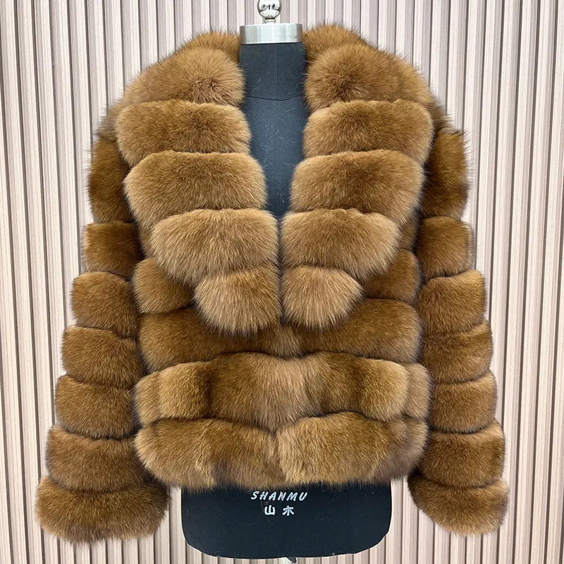 2025 Real Fox Fur Women Jacket Real Silver Fur Thick Warm Female Long Sleeves Natural Fur Luxury Coats with Collar Outerwear