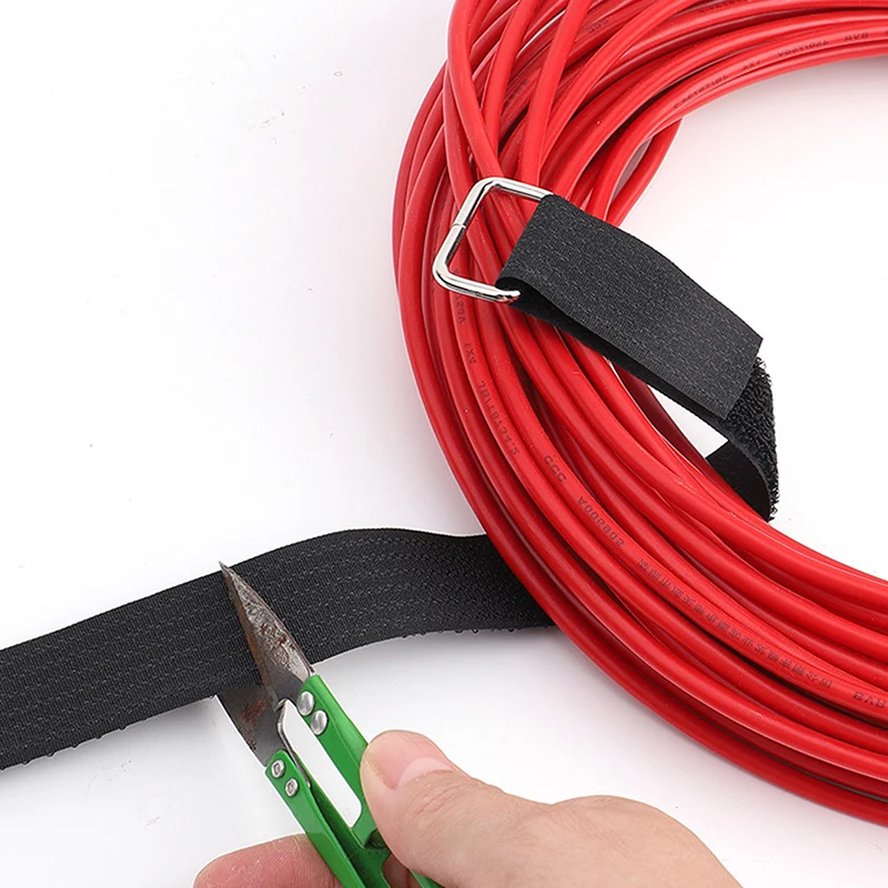5M Reusable Nylon Hook Loop Fastening Cable Tape Cut-to-Length Self-Adhesive Securing Strap With Buckle For Organizer Storage