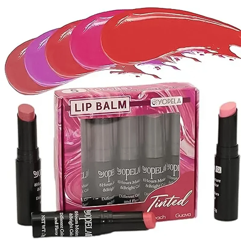 

5 Pack Tinted Lip Balm Stocking Stuffers Gifts Tinted Chapstick Moisturizing Lips No pet oleum Chemicals Gluten Makeup