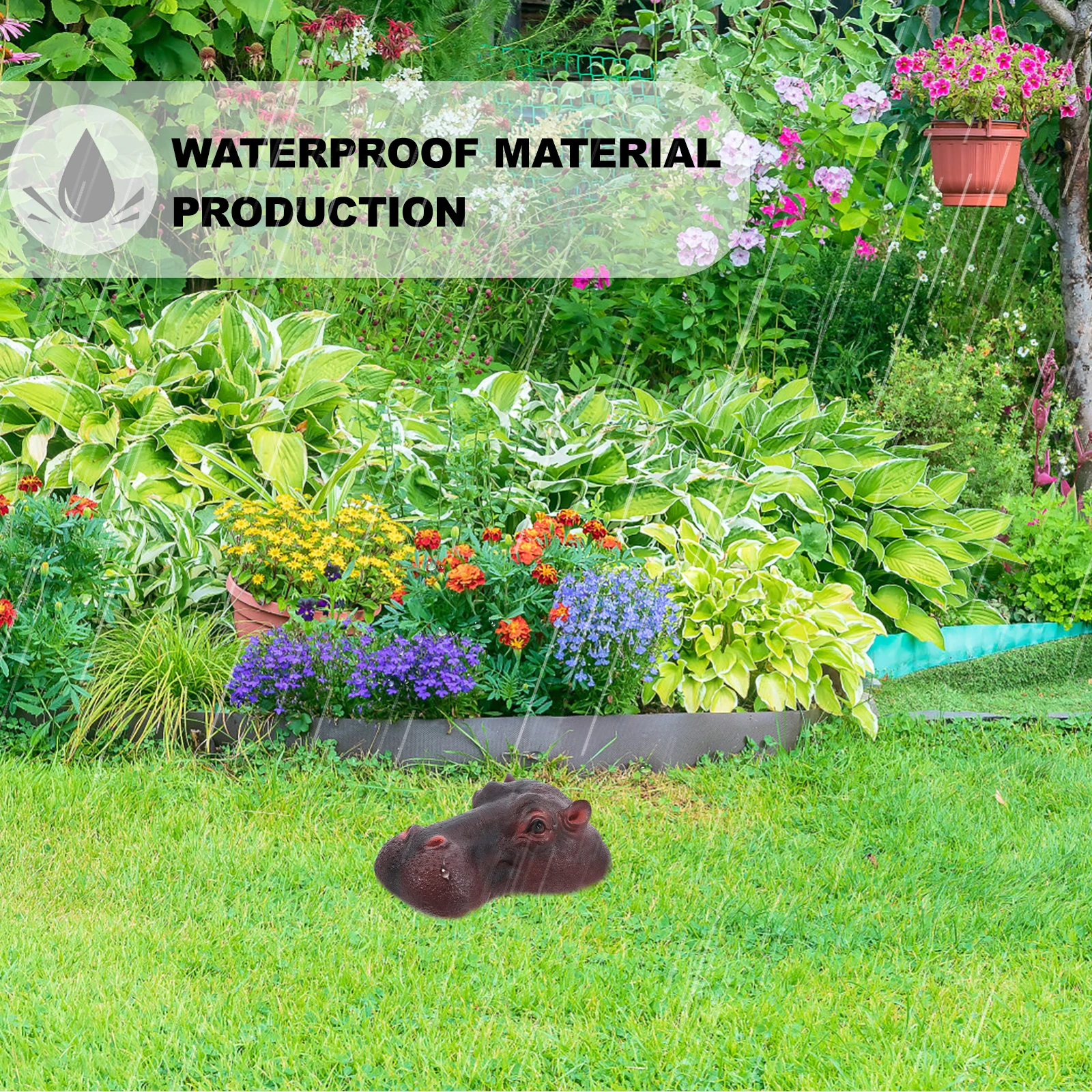 

Floating Hippo Resin Animal Sculpture Waterproof Pond Decoration Outdoor Garden Aquarium Fish Tank Decor Fish Pond Decoration