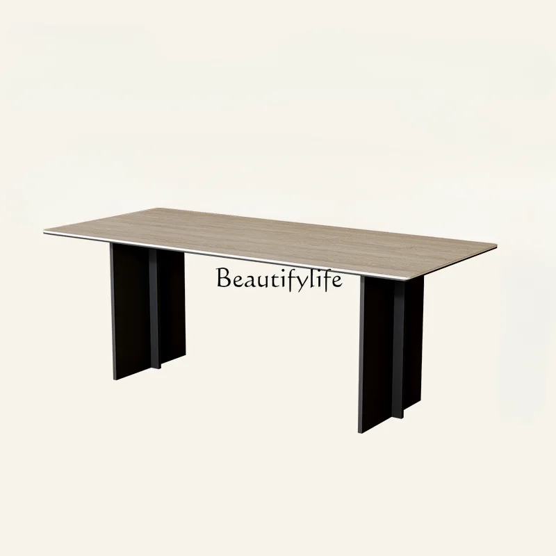 

Qiji Mid-Ancient Style Cave Stone Stone Plate Dining Table Simple High-Grade Retro Rectangular Dining Table