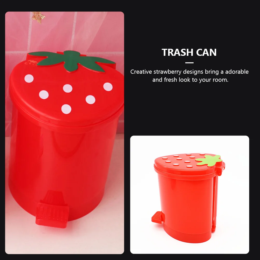 desktop strawberry Storage Bin With Lids holder: Storage Bin With Lids wastePink Basket with lid cartoon fruit table bin paper