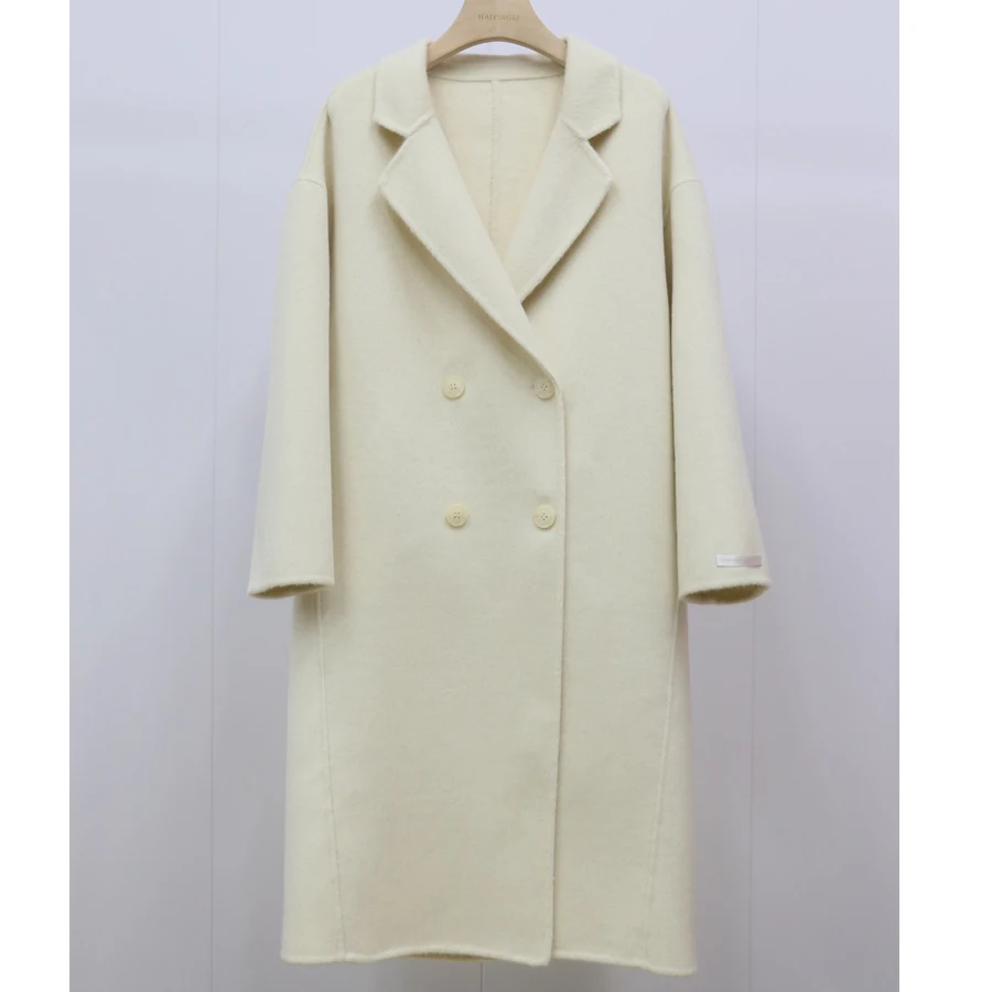 

2023 Autum Wool Coats Turn Down Collar Drouble Breasted Woolen Coat Women Cashmere Coats Veste Femme Tops New