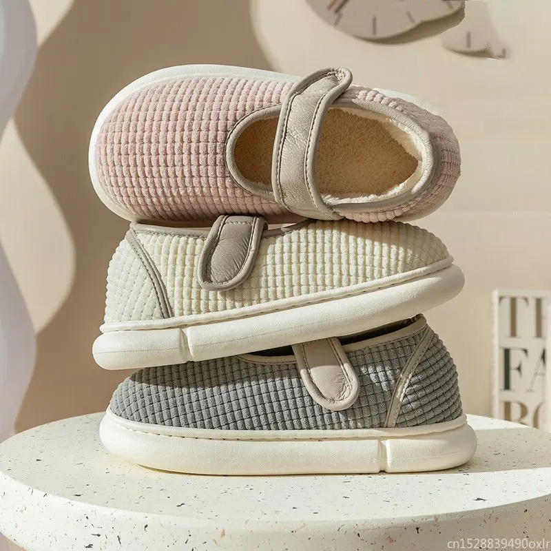 Youpin-Zapatillas cálidas para mujer, zapatos antideslizantes de felpa de algodón para interiores y exteriores, Sandalias de tacón grueso para el hogar y otoño