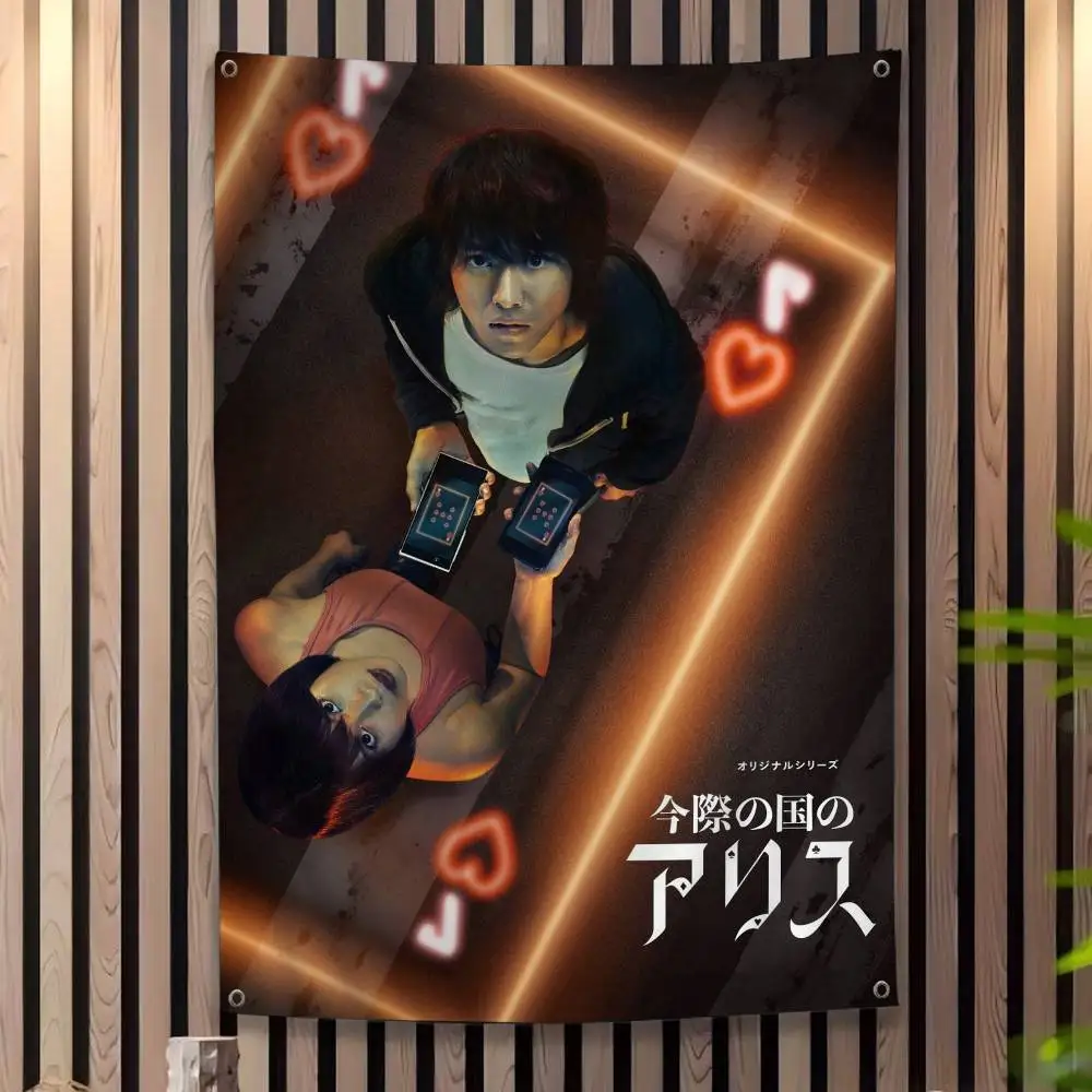 Hot TV Alice In Borderland Banner Art Printing Japanese Wall Flag Anime Wall Hanging Home Decor