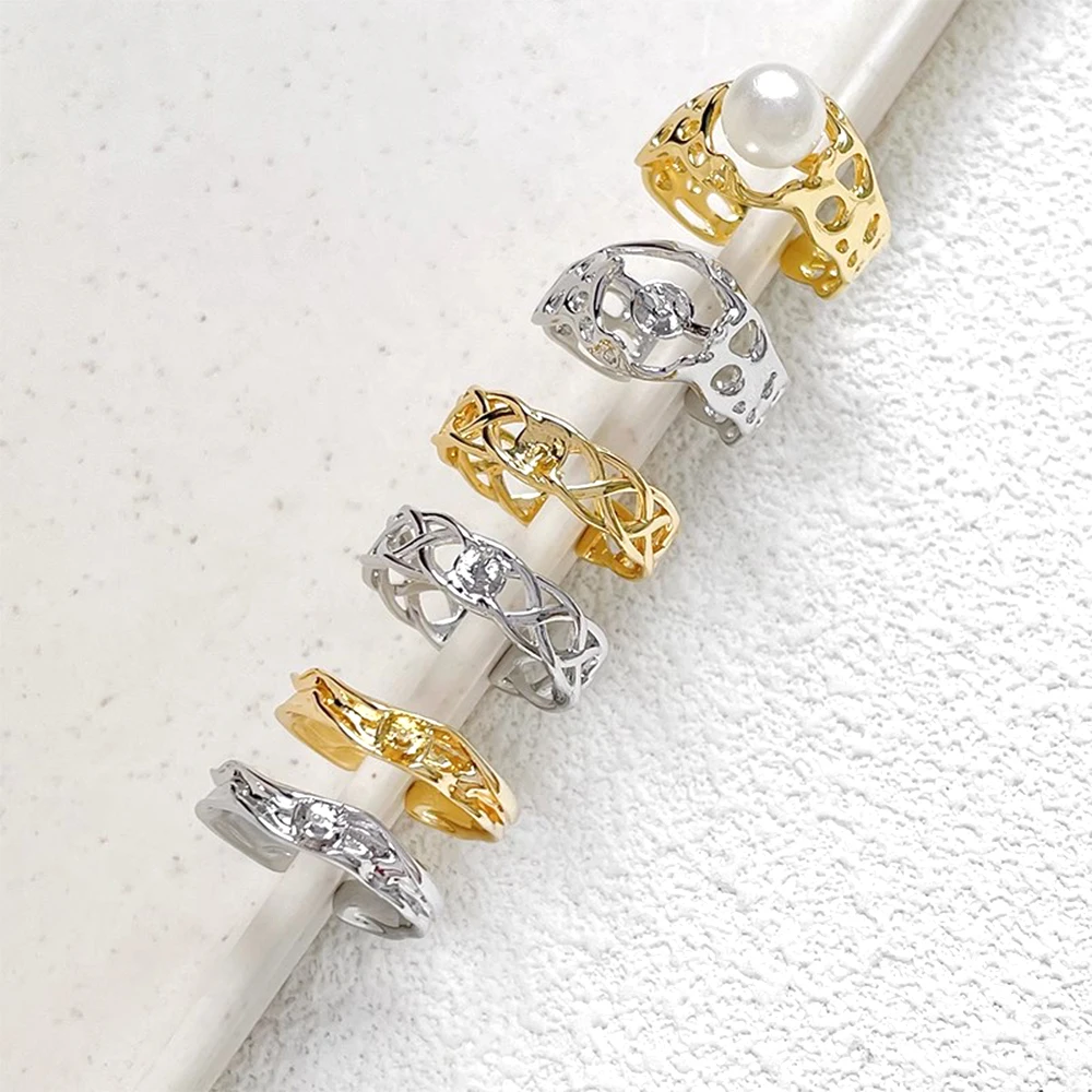 Brass Coated Gold Hollow Ring Holder, Ring Holder DIY Makes Fashionable Jewelry Semi-finished Products Accessories Materials