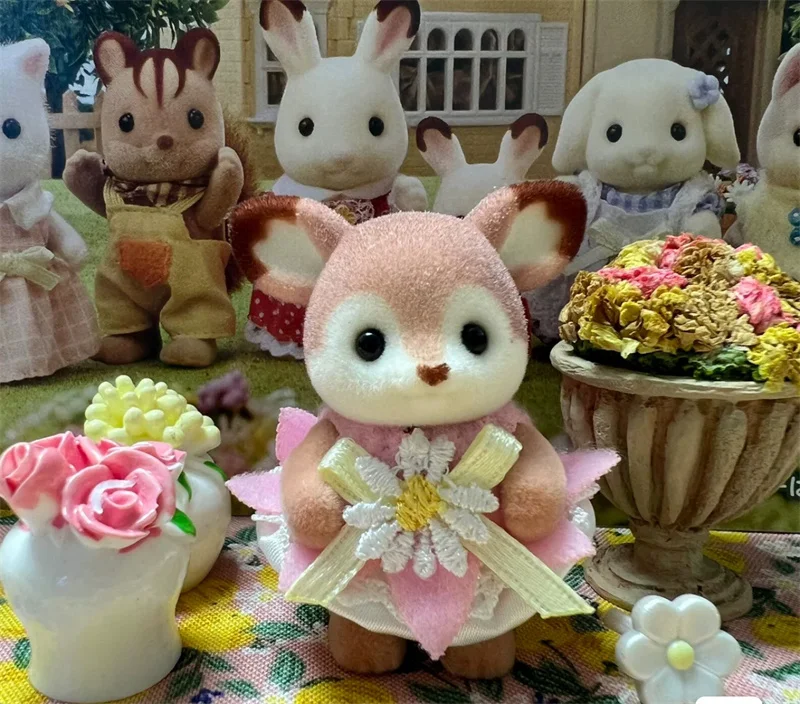 Sylvanian Families Anime Figures Ternurines Dolls Deer Family'S New 2024 Qianqiu Mini Cute Doll In Stock Room Ornaments Toys