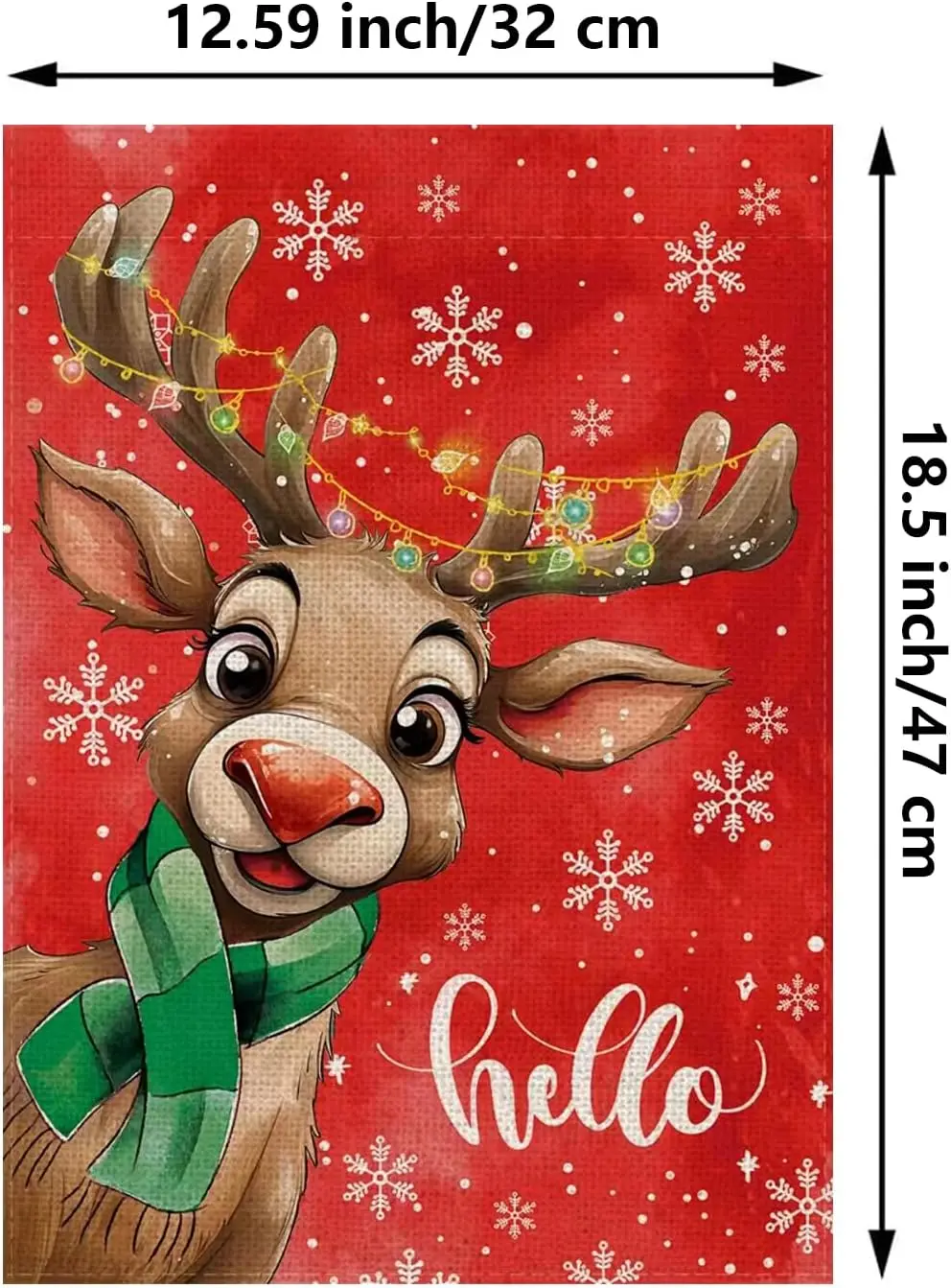 Christmas Garden Flag Hello Deer Double Sided Burlap Vertical Xmas Snowflake Winter Holiday Decorations Yard Lawn Outdoor Decor