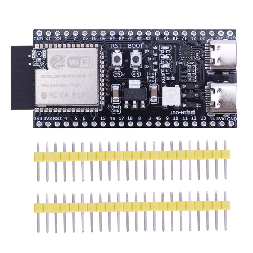 ESP32-S3-DevKitC-1 Bluetooth 2.4G Placa de Desenvolvimento de Módulo Wifi para Arduino 16MB FLASH 8MB PSRAM 44Pin Dual Type-C N8R2 N16R8
