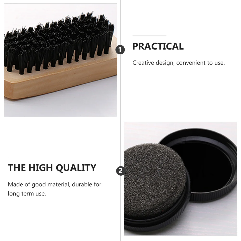 1Set Shoe Cream Set Bristle Brushes Portable Shoe Polish Tool Durable Good Material Creative Design Lightweight