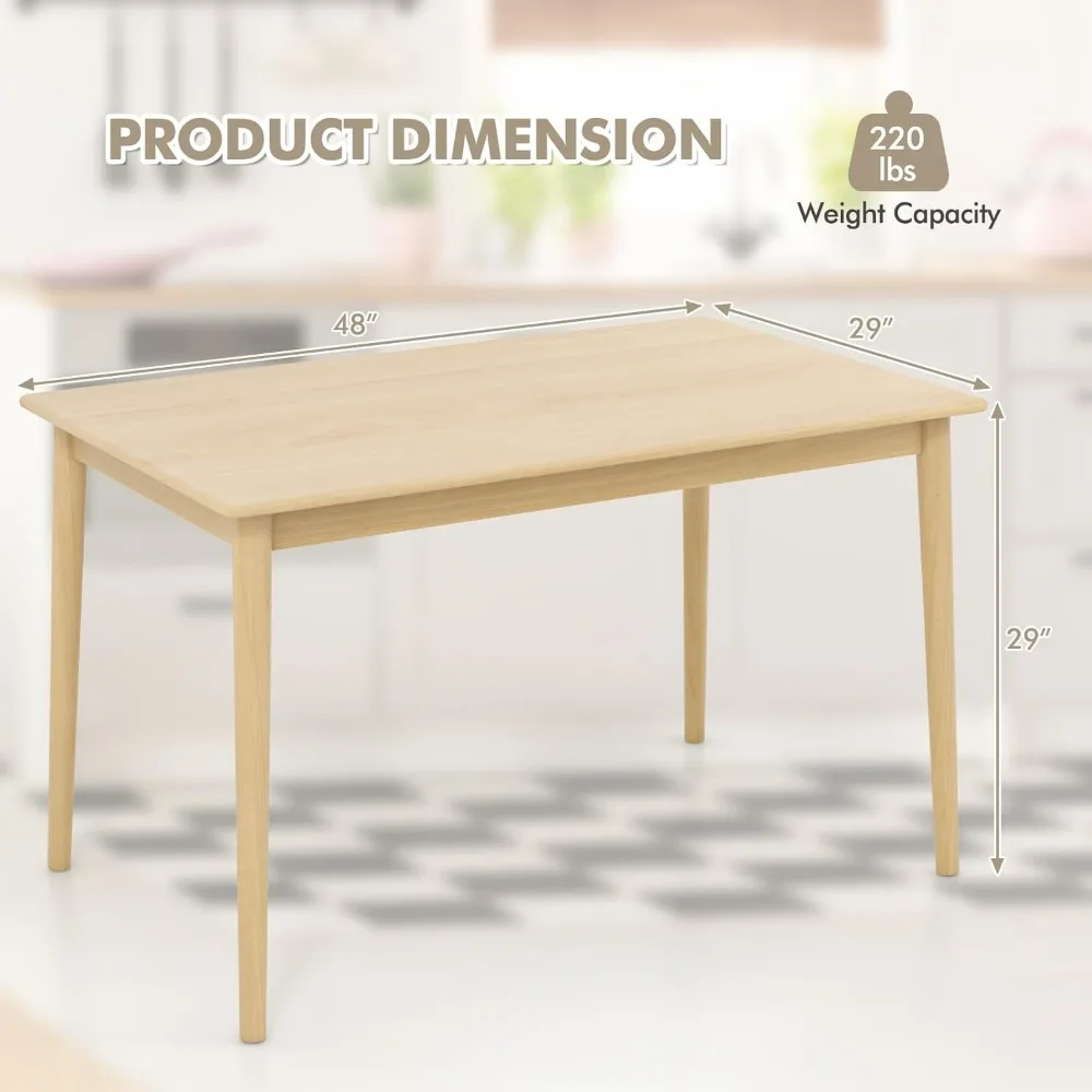 Farmhouse Style Rectangular Dining Table with Rubberwood Legs, 220 lbs Weight Capacity, Suitable for Small Spaces