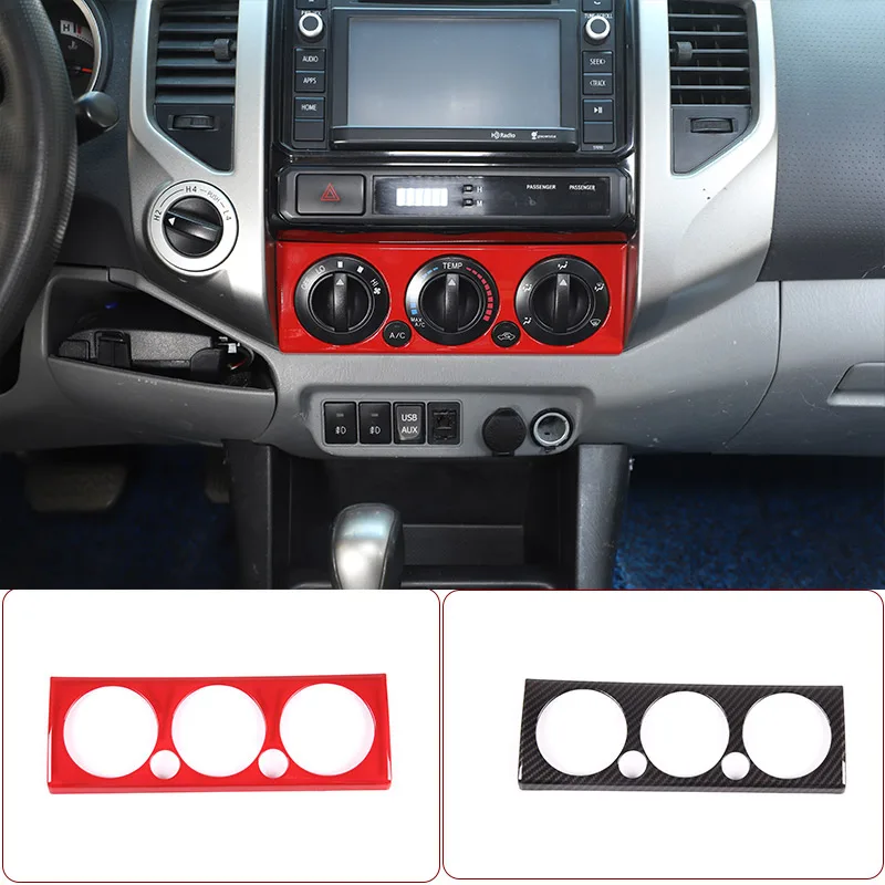 

ABS Carbon Fiber/Red For Toyota Tacoma 2011-2015 Car Center Control Air Conditioner Knob Panel Sticker Car Interior Accessories