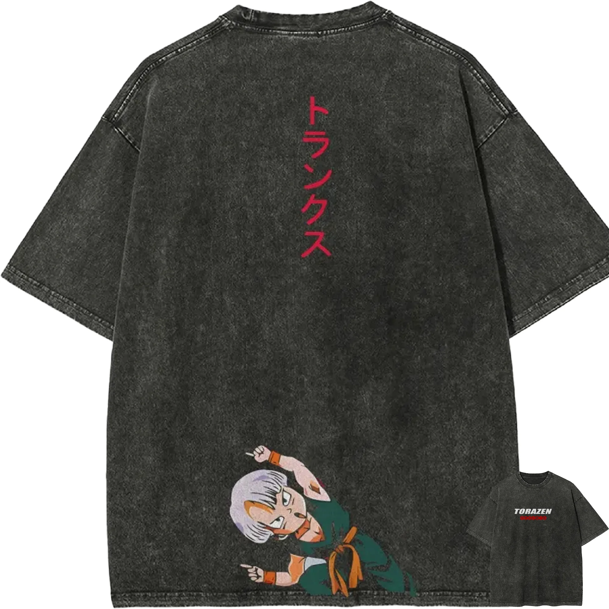 Camiseta de algodón oversize vintage con estampado gráfico de Dragon Ball Z para hombre, estilo streetwear, lavado ácido, fusión de baile, 2026