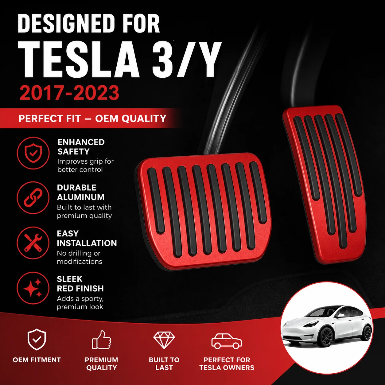 

Aluminum alloy Foot Pedal 17-23 For Tesla Model 3 Y Car Accelerator Gas Fuel Brake Rest Pads Mat Cover Accessories