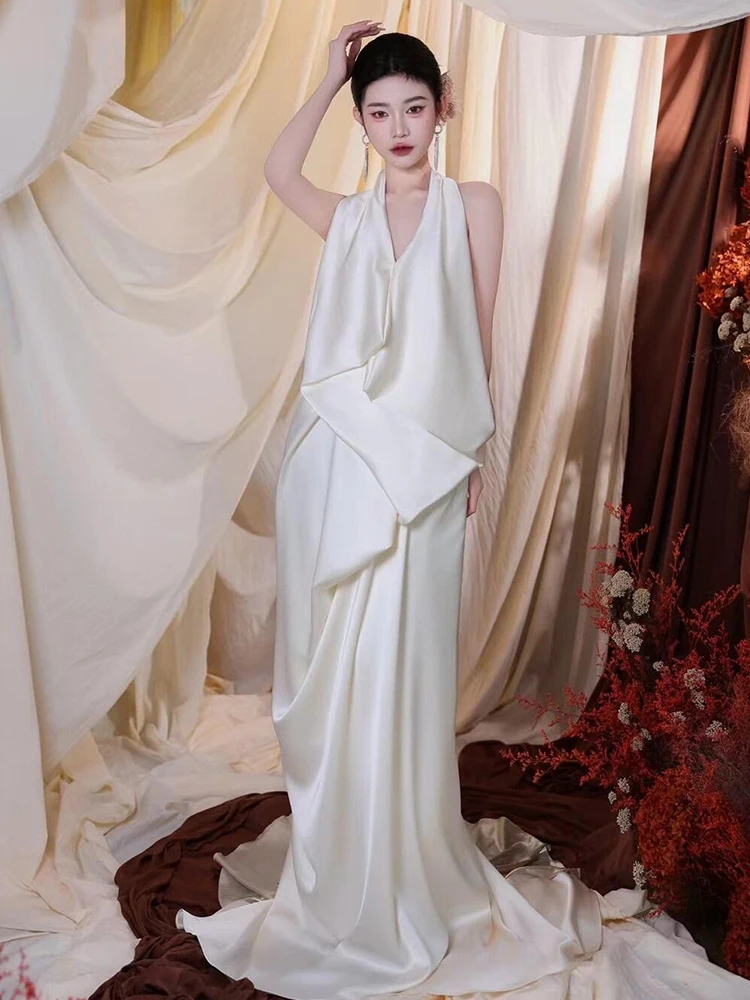 

Легкое вечернее платье Ele Morning oot Wedding Dr для невест, с завышенной талией, длиной в пол