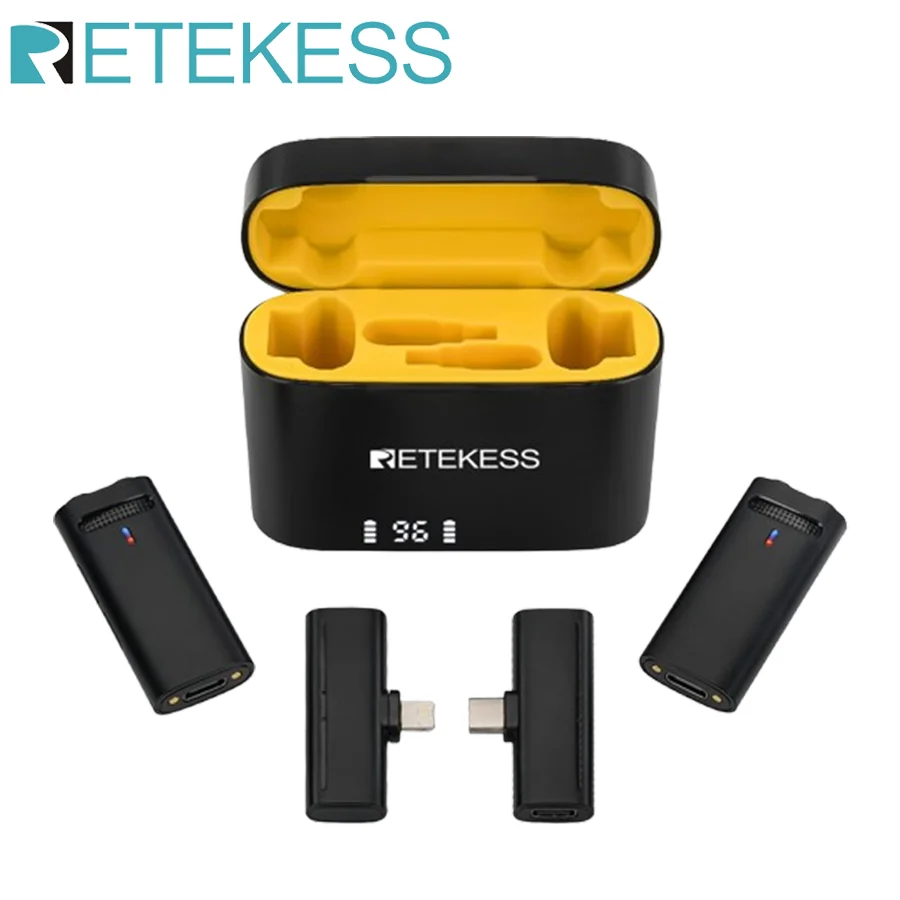 

Retekess TG103 Wireless Lavalier Dual Omnidirectional Microphone DSP with Digital Charging Compartment for iPhone and Android