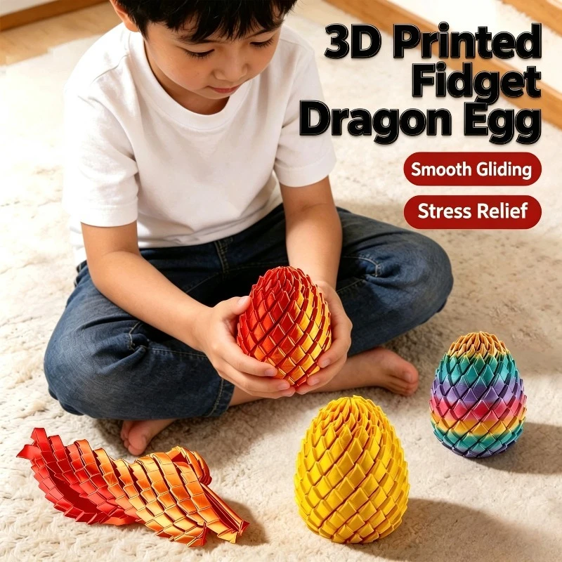 1/2 Pcs 3D Printed Toy Rotating Dragon Egg Decompression Deformation Ball Slime Ball Creative Rotating Deformation Model Toy