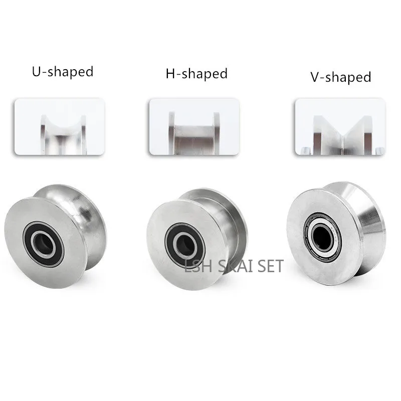 1Pc Stainless Steel Rail Wheel V/U/H Type Steel Wire Rope Pulley Lifting Pulley Orientation Door Roller Hardware Tools