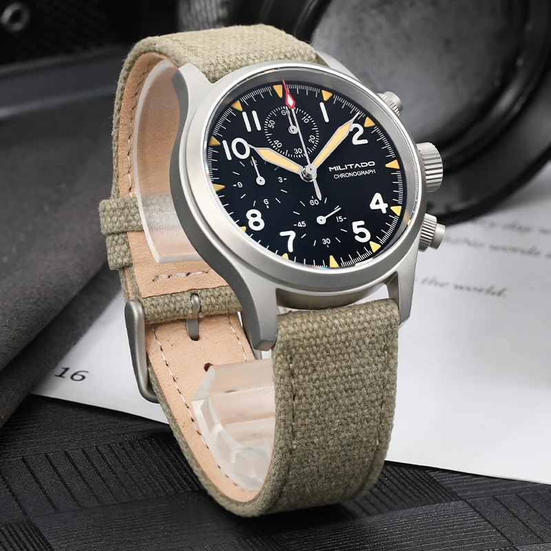 VK67 Quartz Chronograph Watch, multifunções relógio militar, caixa de aço inoxidável, 3 Dial, impermeável, retro, 39mm, 316L, 100m