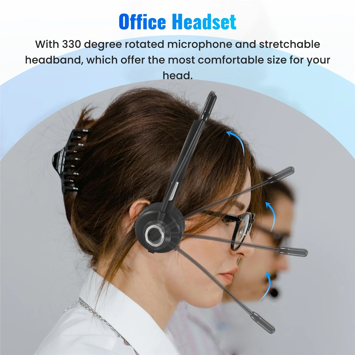 سماعات بلوتوث T35C مع ميكروفون، سماعة رأس لاسلكية على الأذن، سماعة رأس للكمبيوتر الشخصي المانعة للضوضاء للهواتف المحمولة والكمبيوتر اللوحي