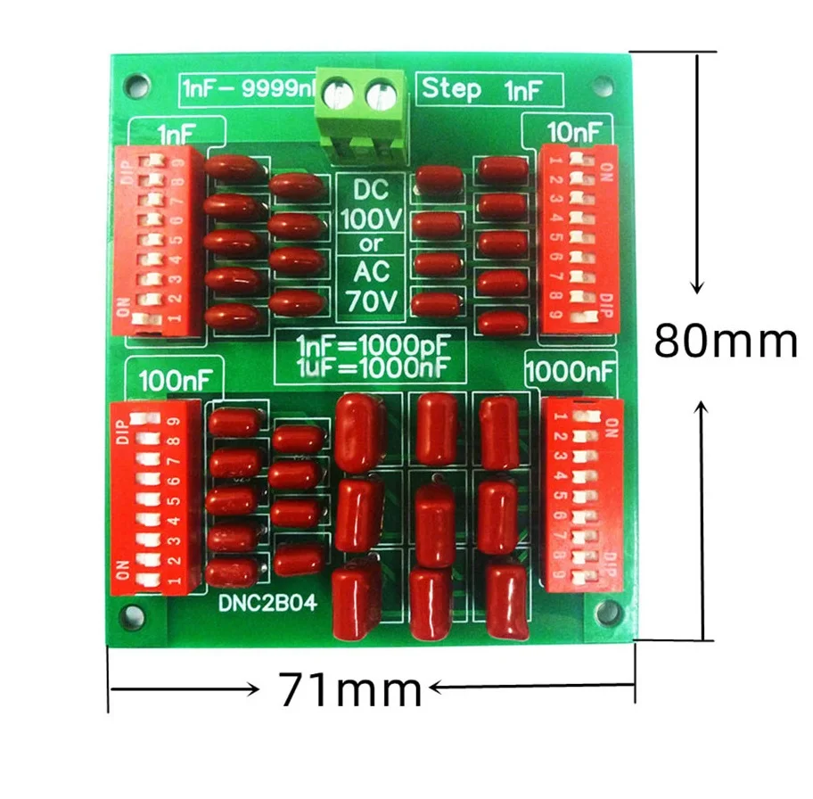 1 pz DC100V/AC70V 1nF a 9999nF Step-1nF condensatore programmabile scheda condensatore a Film