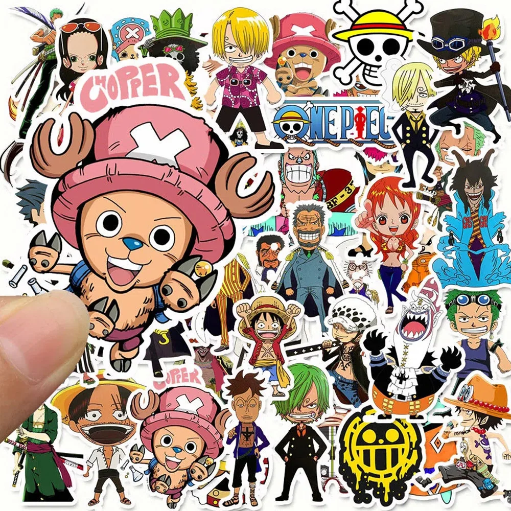 10/30/100 buah stiker Anime Jepang satu bagian stiker kartun keren Luffy Zoro stiker mainan DIY koper ponsel stiker tahan air untuk anak-anak