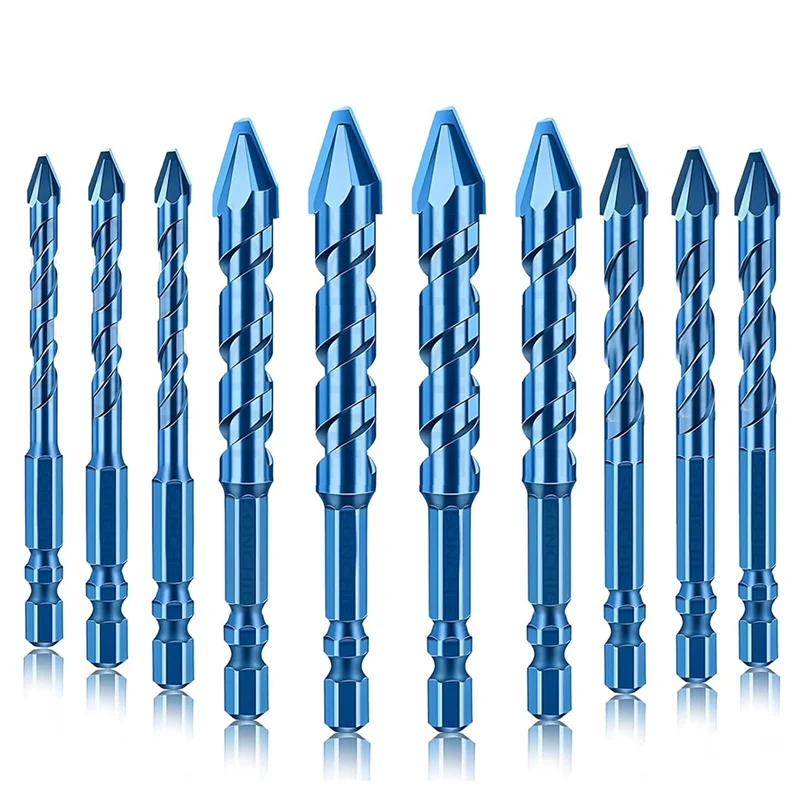 

ABUP-10Pcs Crooked Head Eccentric Drill 10-Piece Multi-Purpose Drill Set, Focused On Glass Concrete, For Ceramics, Brick