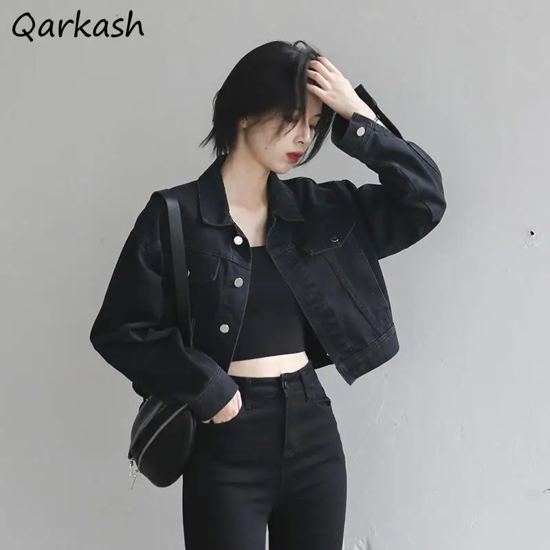 

Cropped Jackets Women Single Breasted Minimalist Cool Streetwear Ladies Leisure Trendy Vintage Spring Basic Clothing Teens New