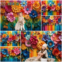 Mocsicka Colorful Flower Wall Backdrop Photography Rose Shooting Happy Birthday Wedding Background Party Wallpaper Decor Studio