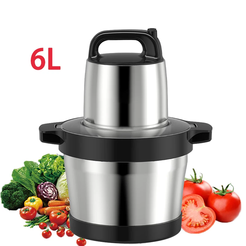 Multifunction 6L Stainless Steel Black Electric Food Grinder High Efficiency 1200W for RV Car Outdoor Use