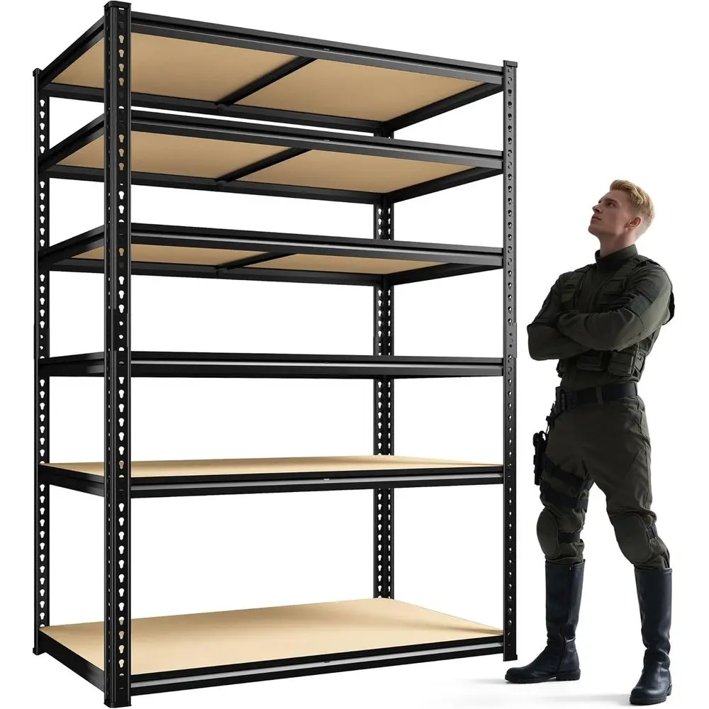 

6 Tier 40"Wx16"Dx84"H Metal Garage Shelving, 3000LBS Adjustable Storage Unit for Warehouse Basement Pantry, Black