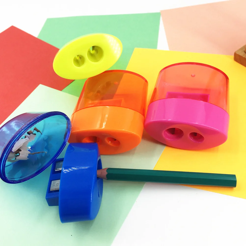 12pcs Pencil Sharpener Two Hole Pencil Sharpener Creative Stationery School Prize for Children Kids (Random Color)