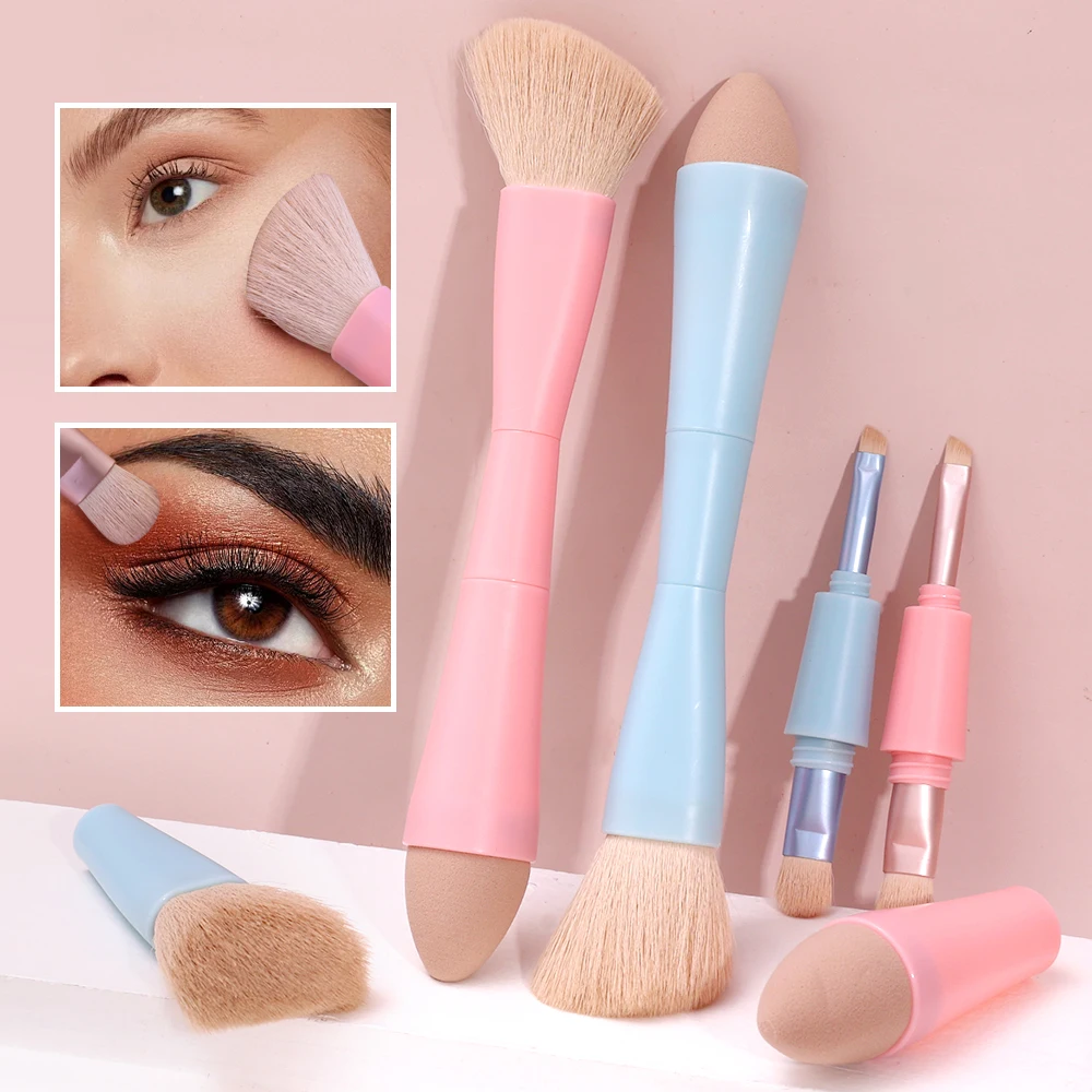 4 In 1 Make-Up Borstel Multifunctionele Concealer Spons Oogschaduw Eye Liner Blush Borstels Professionele Make-Up Tools Voor Beginners