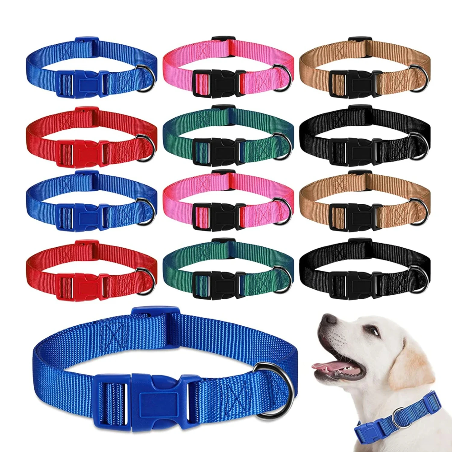 Adjustable Premium High-Quality Nylon Dog Collar for Small and Large Dogs - Essential Pet Supply for Every Walk - Durable, Relia