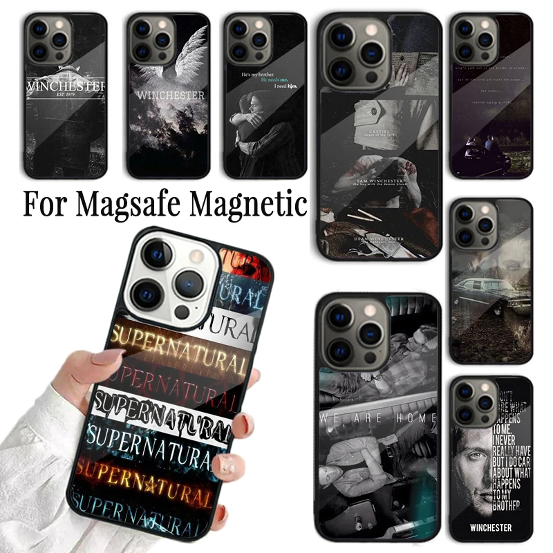 Phone Case For iPhone 16 15 14 13 12 Mini 11 Pro Max Plus Magsafe Magnetic Wireless Charging Cover supernatural American TV show