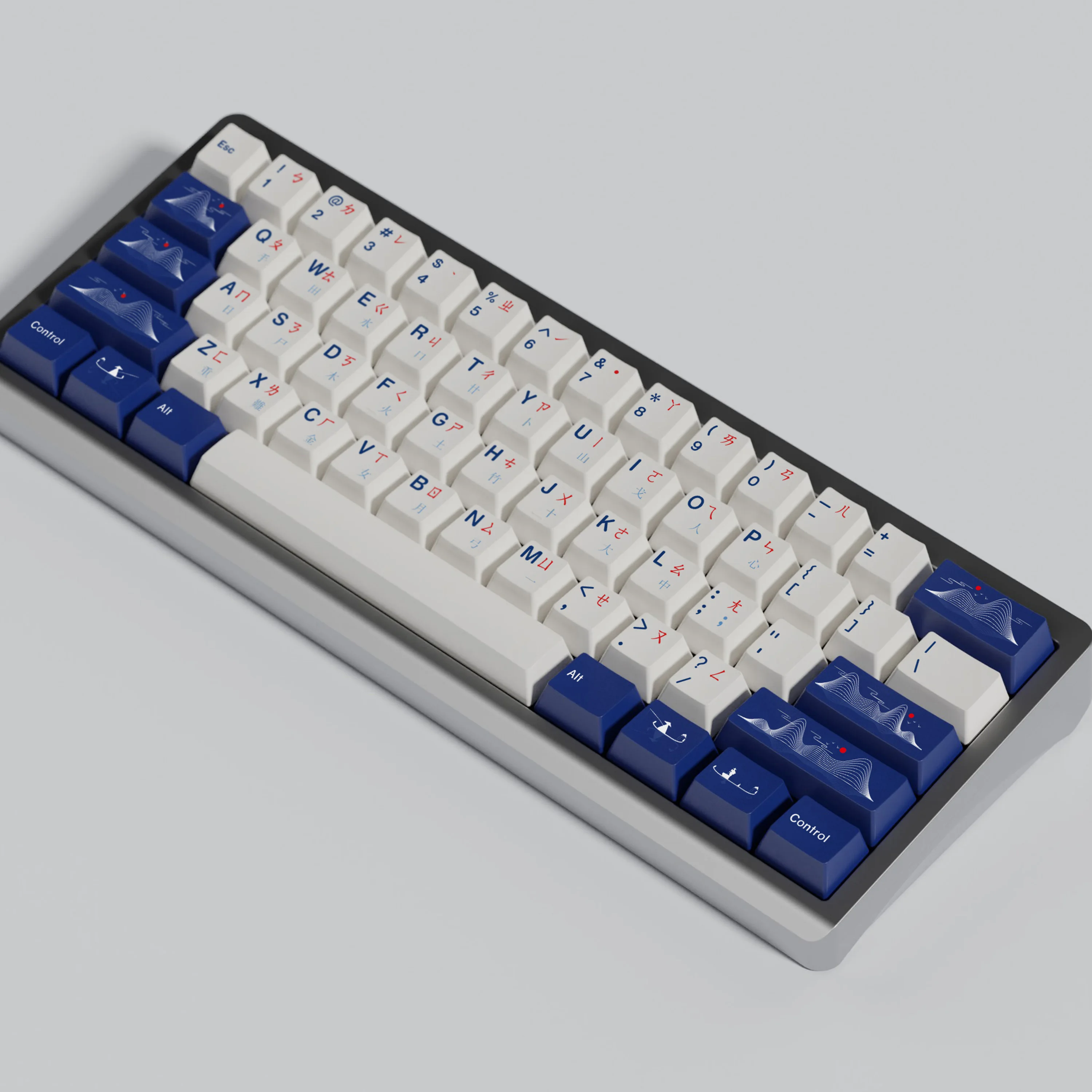 Blue and white - custom original high key cap mechanical keyboard pbt thermal sublimation split space