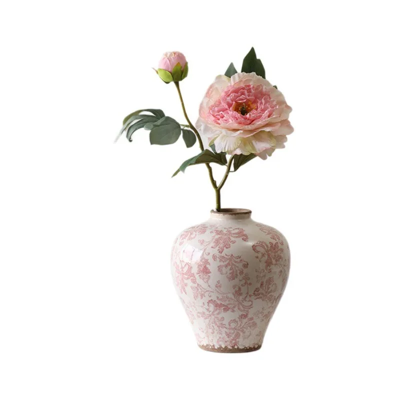 For Blue and White Porcelain Fired Cracked Pattern Ceramic Vase Living Room Entrance Decoration Hotel Sample