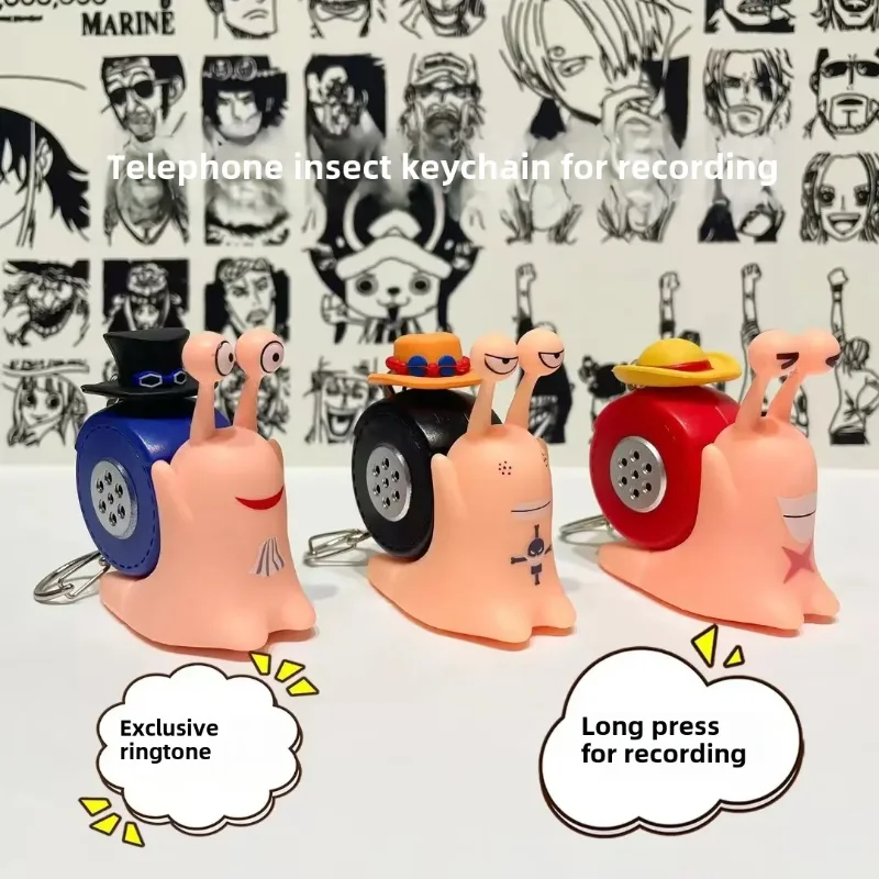 Anime One Piece ASL Telephone Insect Voice Button Sound Making Pendant Keychain Recording Dolls Decorative Toys Stress Relief