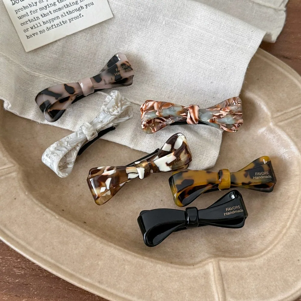 New Acetic Bow Hair Clips for Women Bow Shape Side Bangs Hair Barrettes Minimalist Stylish Daily Wear Hair Accessories Gifts